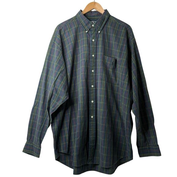Vtg 90s Ralph Lauren Shirt Mens XXL Big Shirt Green Plaid LS Button Down Preppy - Picture 2 of 11